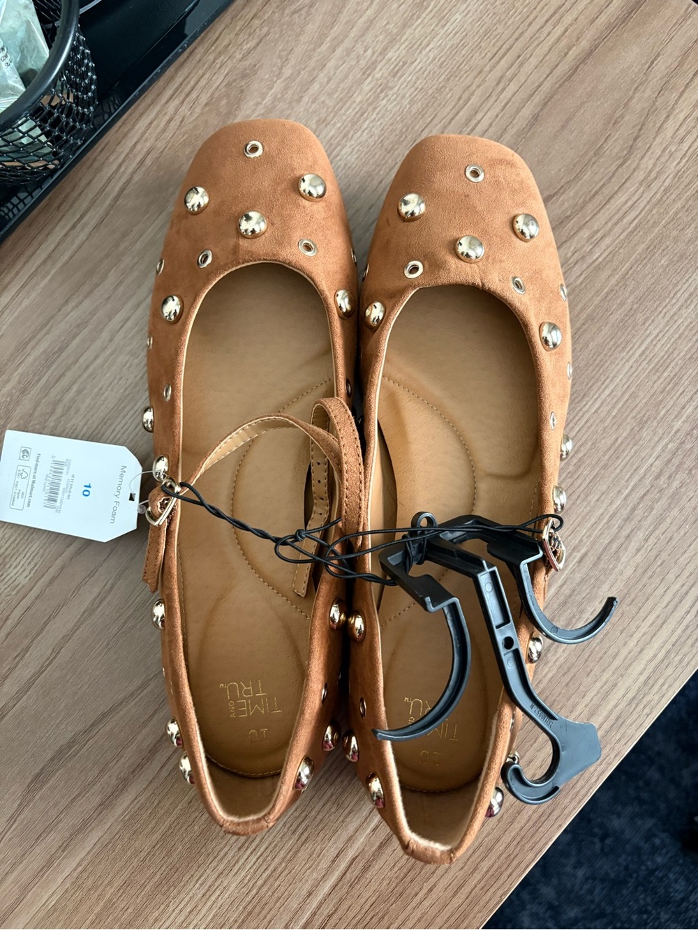 Time and Tru Camel Tan Studded Ballet Flats